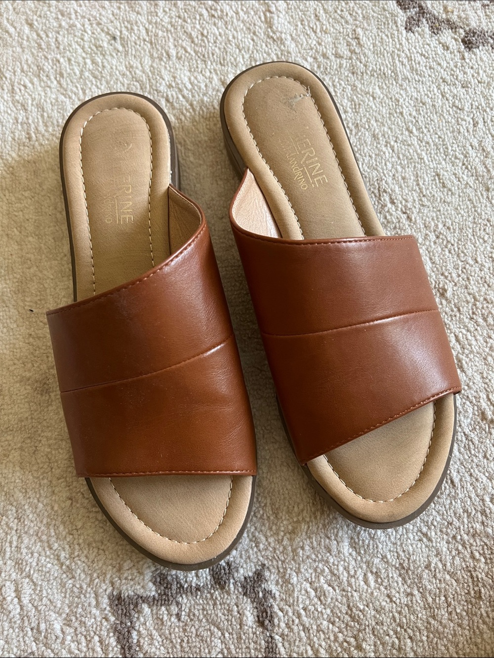Brown Leather Slide Mules